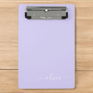 Lila Modernes Schriftzug Girly Monogramm Name Mini Klemmbrett