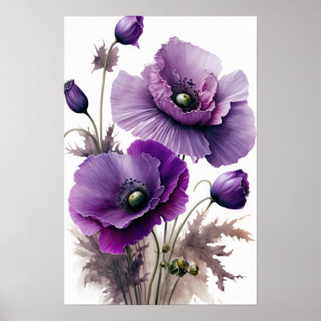 Lila Mohnblumen Blume Art Print Poster (Vorne)