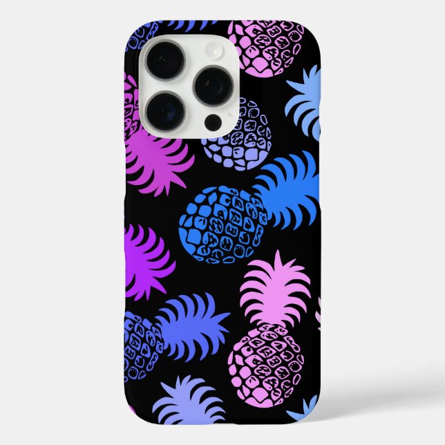 Lila Momona Hawaiian Tropical Pineapse iPhone 16 Pro Hülle (Rückseite)