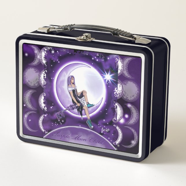 Lila Mond Child Metal Lunch Box (Vorderseite)