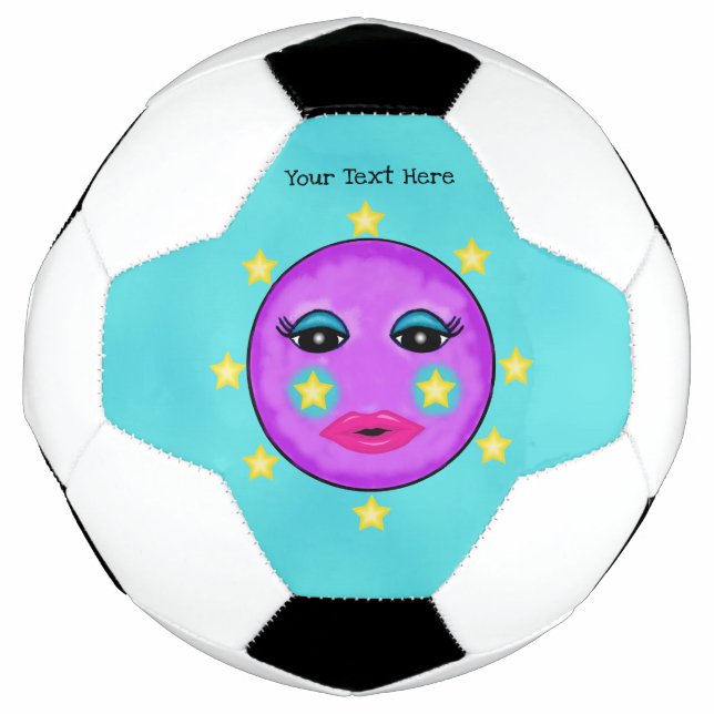 Lila Mond Gelbe Sterne Niedliche Gesichter Fußball (Vorderseite)