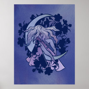 Lila Mond Göttin Wiccan Dreifaches Mondsymbol Kuns Poster