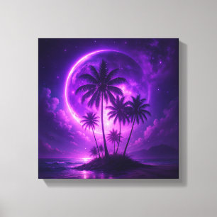Lila Mond Insel Traumlandschaft Leinwanddruck