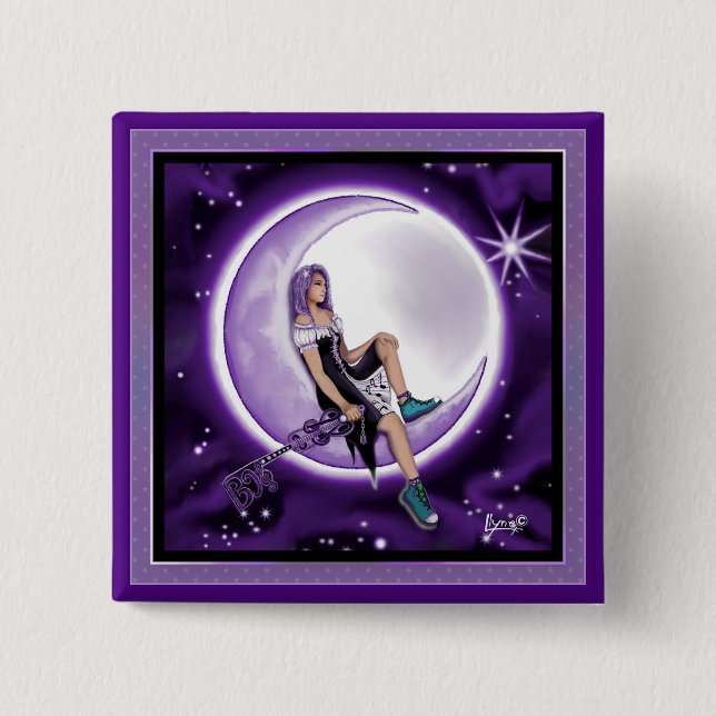 Lila Mond-Kinderknopf Button (Vorderseite)