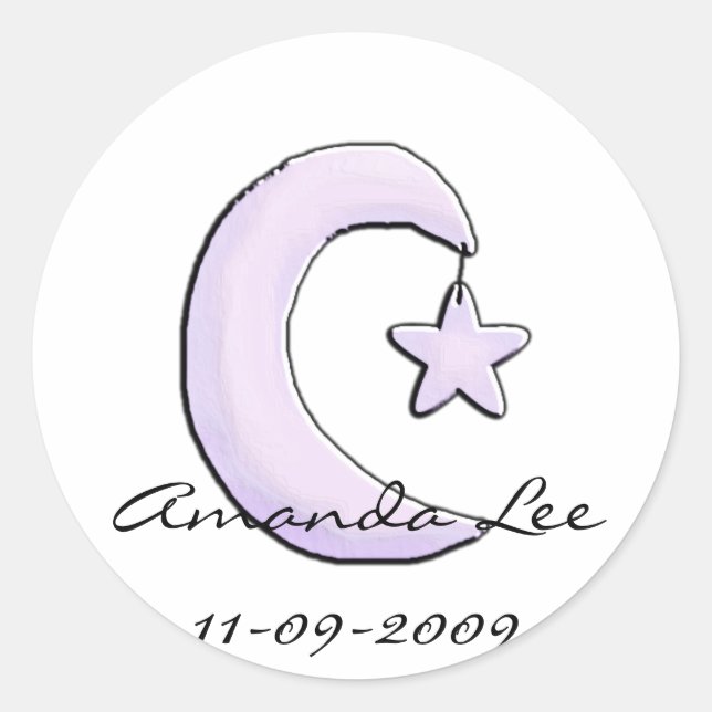 Lila Mond Runder Aufkleber (Vorderseite)