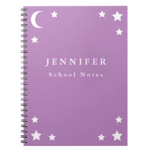 Lila Mond u. Stern-gewundenes Notizbuch Notizblock