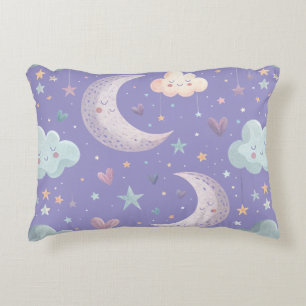 Lila Mond und Wolken Akzent Kissen