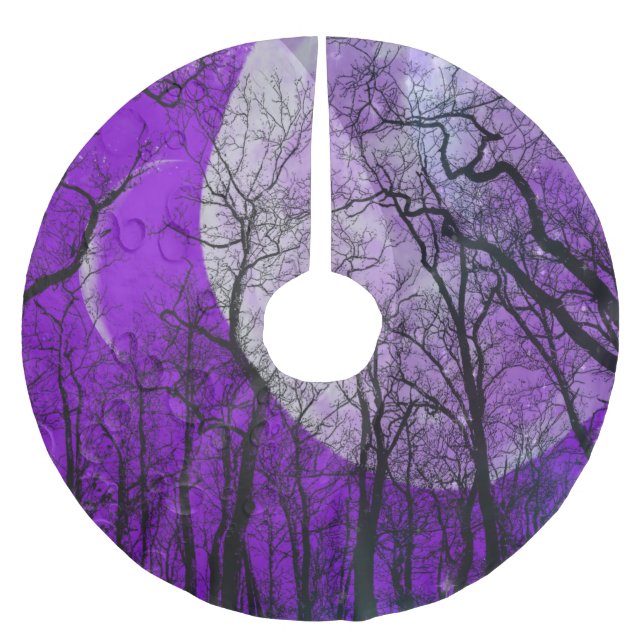 Lila Mond-Wald passen Farbbaumrock an Polyester Weihnachtsbaumdecke (Vorderseite)