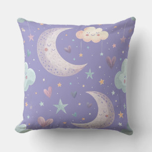 Lila Mond & Wolken 50x50cm Kissenhülle Kissen