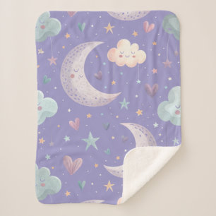 Lila Mond & Wolken Kleiner Sherpa-Decke Sherpadecke