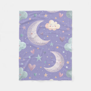 Lila Mond & Wolken Kleines Fleece-Decke Fleecedecke