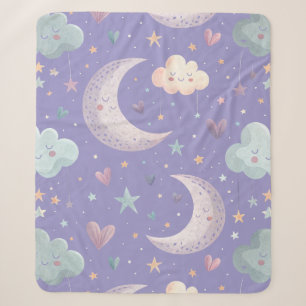 Lila Mond & Wolken Sherpa-Decke (152cm x 203cm) Sherpadecke