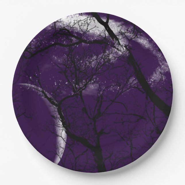 Lila    Mondbaum Pappteller (Vorderseite)