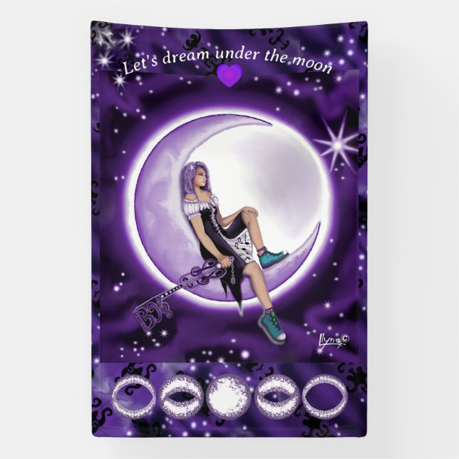 Lila Mondkind Banner (Vertikal)