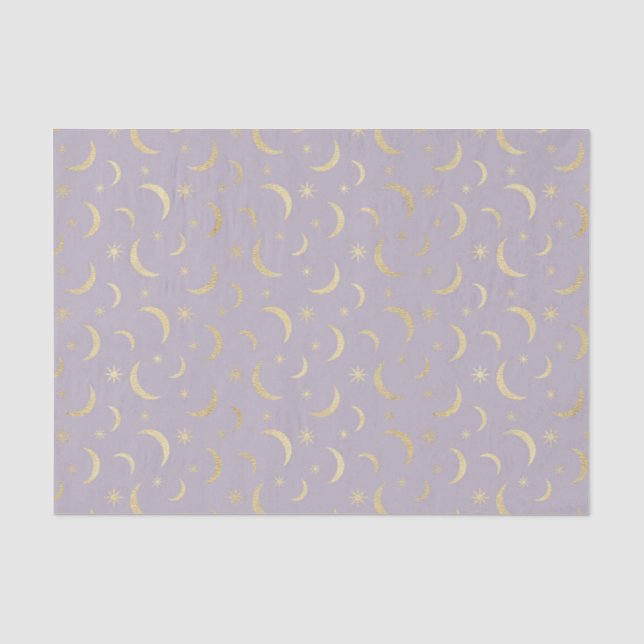 Lila Mondsterne (Design 8 der Lila Serie) Seidenpapier (Vorderseite)