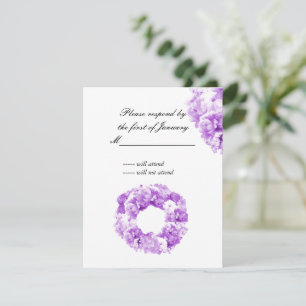 Lila monochromatischer Blumenkranz Antwortkarte RSVP Karte