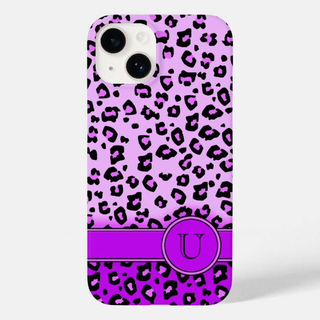 Lila Monografie von Leopard Case-Mate iPhone 14 Hülle (Rückseite)