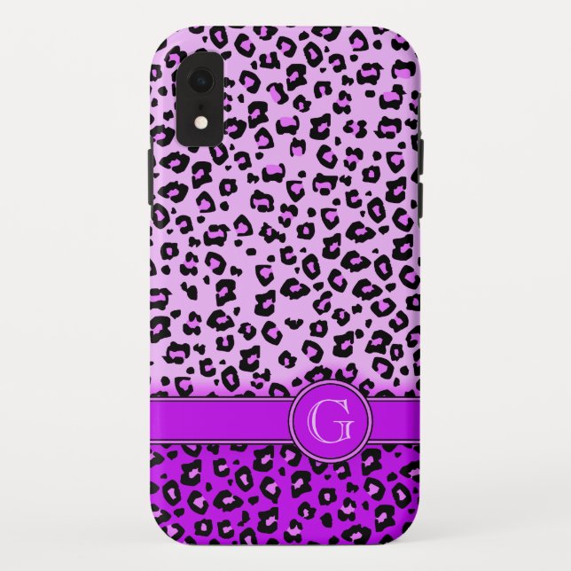 Lila Monografie von Leopard Case-Mate iPhone Hülle (Rückseite)