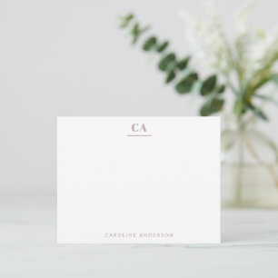 Lila Monogramm Anfangsbuchstaben Benutzerdefiniert Mitteilungskarte