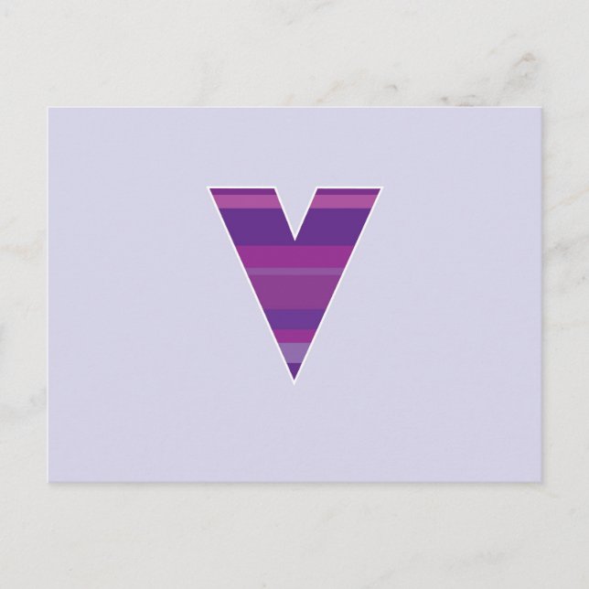 Lila Monogramm - Buchstabe V Postkarte (Vorderseite)