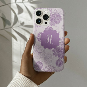 Lila Monogramm-Elegant iPhone 16 Pro Hülle