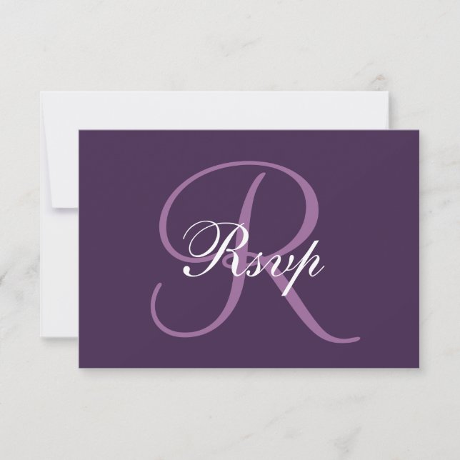 Lila Monogramm | Elegante Wedding RSVP Card (Vorderseite)