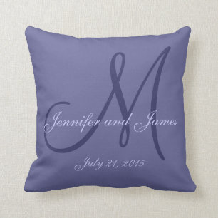 Lila Monogramm-Hochzeit Kissen