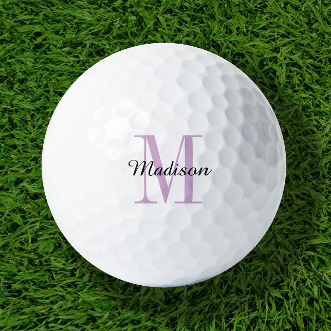 Lila Monogramm Initial und Name Personalisiert Golfball (Von Creator hochgeladen)
