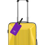 Lila Monogramm-Initialen Gepäckanhänger<br><div class="desc">Ein lila Hintergrund. Personalisieren Sie Ihre Monogrammbriefe und den vollständigen Namen auf der Vorderseite. Ihre Kontaktinformationen auf der Rückseite.</div>