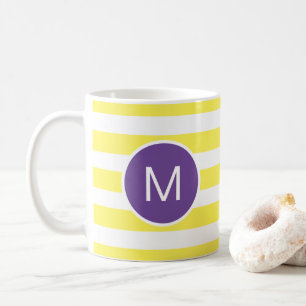 Lila Monogramm mit gelbem Streifen (benutzerdefini Kaffeetasse