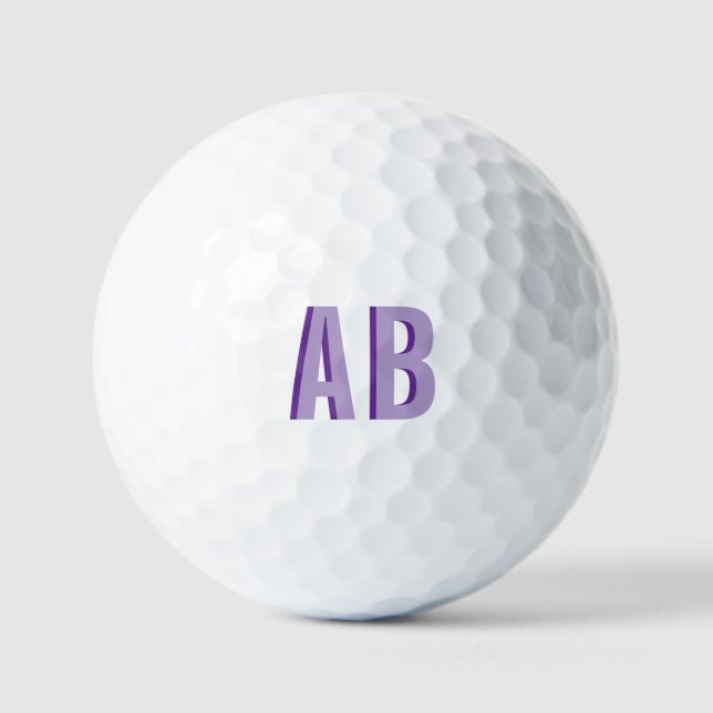 Lila Monogramm mit zwei Buchstaben Golfball (Vorderseite)