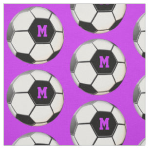 Lila Monogramm-Muster des Fußball-Balls Stoff
