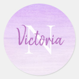 Lila Monogramm Name Runder Aufkleber