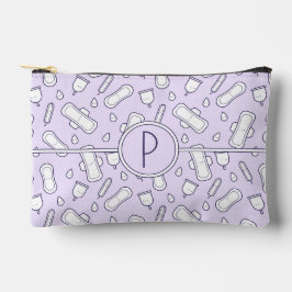 Lila Monogramm Niedlicher Cartoon Pad Zeitraum Zubehörtasche