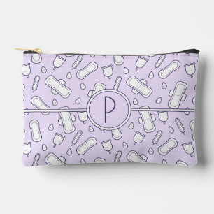 Lila Monogramm Niedlicher Cartoon Pad Zeitraum Zubehörtasche
