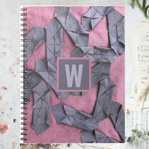 Lila Monogramm personalisiert abstrakt geometrisch Notizblock