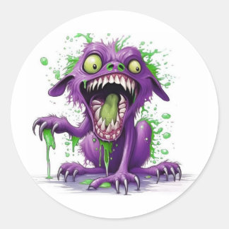 Lila Monster-Aufkleber Runder Aufkleber