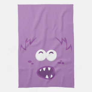 Lila Monster Face Küchentuch