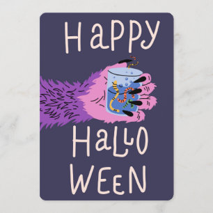 Lila Monster-Hand-Wurm-Trank Frohes Halloween Feiertagskarte