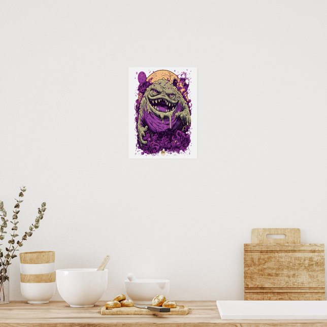 Lila Monster-Horror-Comic-Art-Poster Poster (Küche)