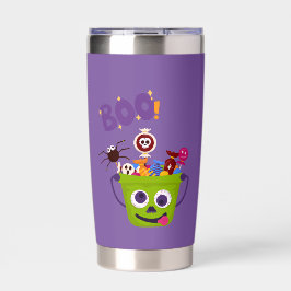 Lila Monster im Training Personalisiertes Hallowee Thermobecher