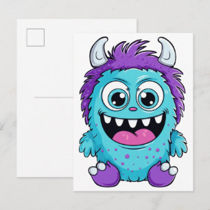Lila Monster Postkarte