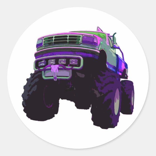 Lila Monster Runder Aufkleber (Vorderseite)
