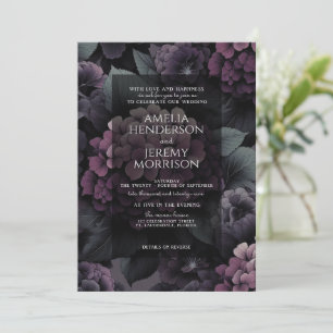 Lila Moody Floral mit Details Einladung
