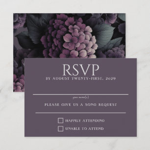 Lila Moody Floral RSVP Karte