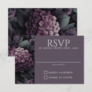 Lila Moody Floral RSVP Karte