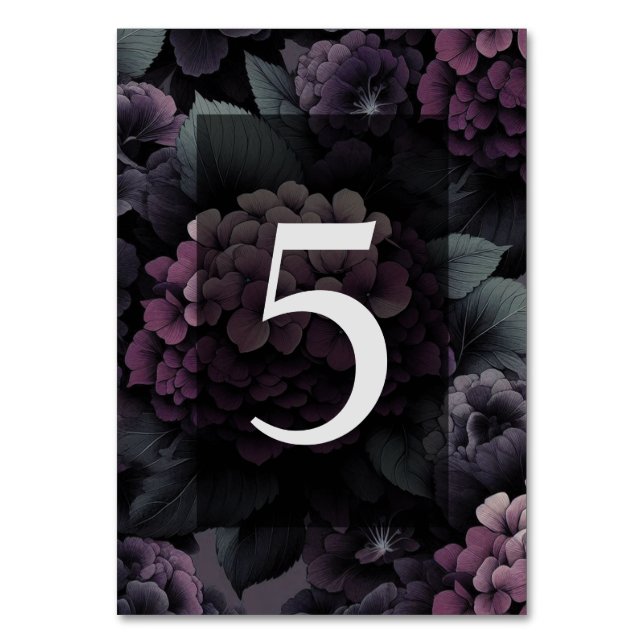 Lila Moody Floral Tischnummer (Vorderseite)