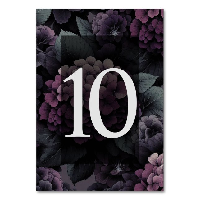 Lila Moody Floral Tischnummer (Vorderseite)