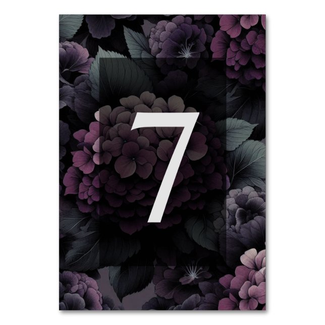 Lila Moody Floral Tischnummer (Vorderseite)
