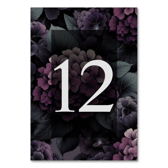 Lila Moody Floral Tischnummer (Vorderseite)